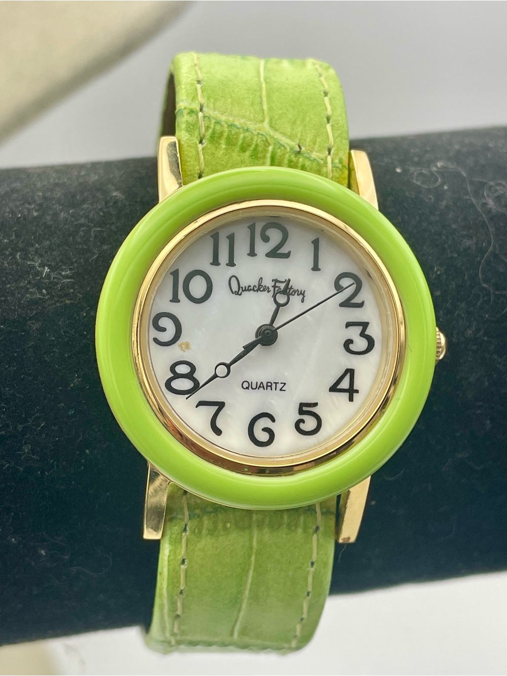 Quacker Factory Bright Lime Green Bezel and Strap Women's Watch